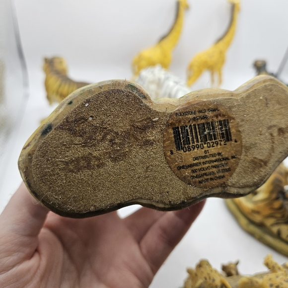 9 Vintage Polystone Figurines Greenbriar Tiger, Hippo, Giraffe, Zebra, Cheetah.  - Picture 5 of 16